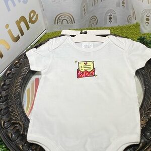 Upcycled White Baby Onesie with Heart Envelope Design